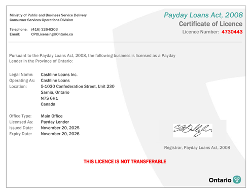 Certificate of License